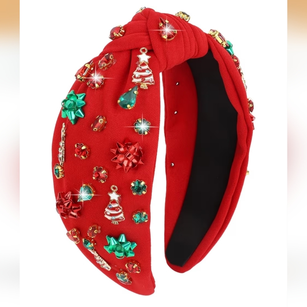Festive Red Knotted Embellished Headband